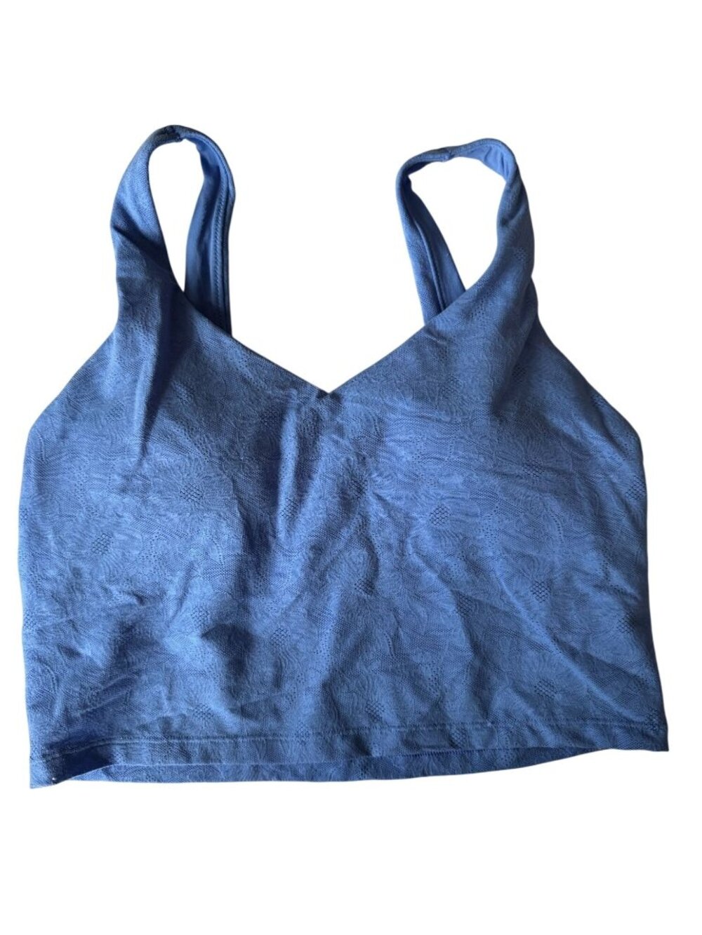 Offline By Aerie Real Me Blue Textured Crop Top Medium Built in Bra V-Neck Stret